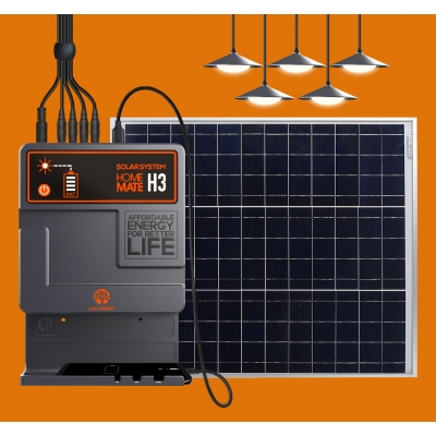 JUA Energy Home Solar Energy Systems with 5 LED Bulbs and DC TV